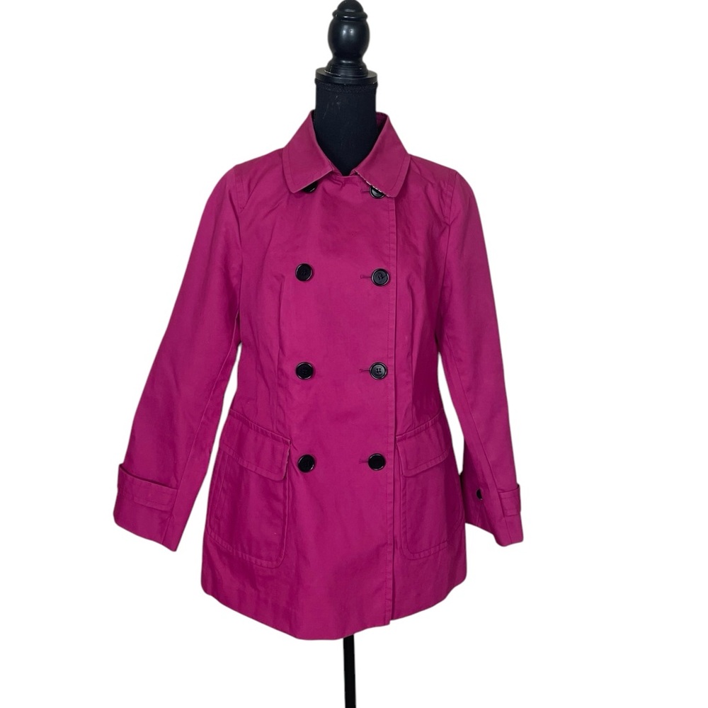Talbots Double Breasted Pink Trench Pea Coat Classic Style